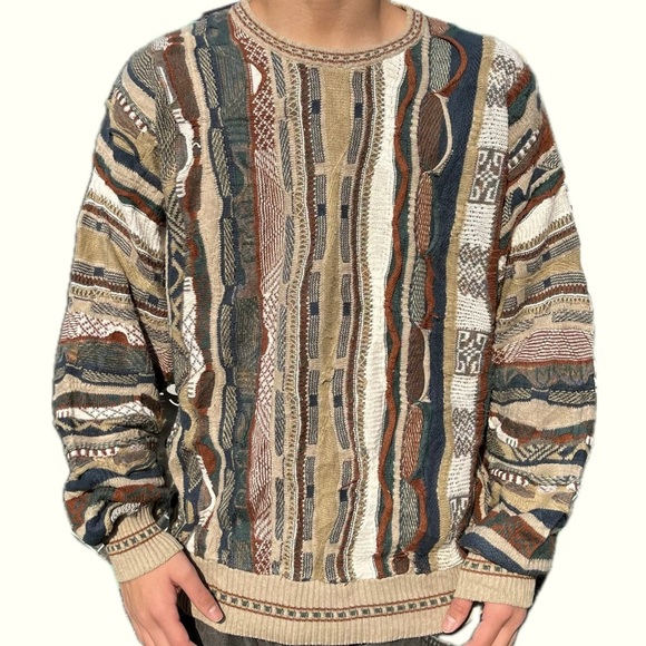 croft & barrow Other - Croft & Barrow 3D round-neck Coogi-style pullover sweater neutral brown Large
